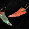 Copper and brass, hand cut, heat patina, and acid patina