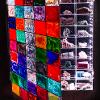 Stained glass paint, found objects, LED lights